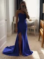Sheath/Column Silk Like Satin Sequin Sweetheart Sleeveless Court Train Dresses