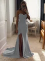 Sheath/Column Silk Like Satin Sequin Sweetheart Sleeveless Court Train Dresses