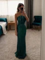 Sheath/Column Ruched Strapless Sleeveless Floor-Length Dresses