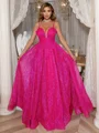 A-Line/Princess V-neck Spaghetti Straps Floor-Length Prom Dress