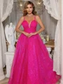A-Line/Princess V-neck Spaghetti Straps Floor-Length Prom Dress