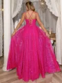 A-Line/Princess V-neck Spaghetti Straps Floor-Length Prom Dress