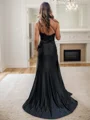 Sheath One-Shoulder Appliques Lace Sweep Train Silk Like Satin Dress