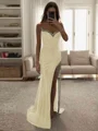 Sheath Sweetheart Rhinestone Sweep Train Silk Like Satin Dress