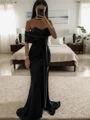 Sheath/Column Off-the-Shoulder Sweep Train Sequins Dresses with Leg Slit