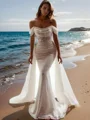 Trumpet/Mermaid Off-the-Shoulder Short Sleeves Sweep Train Corset Dress