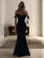 Sheath Off-the-Shoulder Pleated Floor-Length Silk Like Satin Corset Dress
