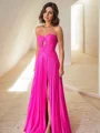 A-line Sweetheart Pleated Floor-Length Chiffon Dress