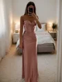 Sheath Sweetheart Pleated Floor-Length Silk Like Satin Corset Dress