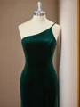Sheath Velvet One-Shoulder Floor-Length Dress