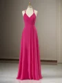 A-line Chiffon V-neck Pleated Floor-Length Dress