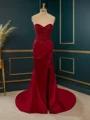 Sheath Silk Like Satin Sweetheart Appliques Lace Court Train Corset Dress