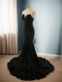 Mermaid Velvet Sequins Sweetheart Sweep Train Dress