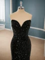 Mermaid Velvet Sequins Sweetheart Sweep Train Dress