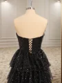A-line Straight Beading Sweep Train Dress