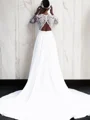 A-Line/Princess V-neck Sweep Train Stretch Crepe Wedding Dresses