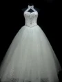 Ball Gown Halter Floor-Length Tulle Wedding Dresses With Beading