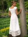 A-Line/Princess Scoop Asymmetrical Lace Wedding Dresses