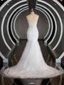 Trumpet/Mermaid Sweetheart Court Train Tulle Wedding Dresses with Appliques Lace