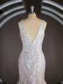 Sheath/Column Straps Sweep Train Lace Wedding Dresses with Appliques Lace