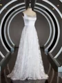 A-Line/Princess Square Cathedral Train Lace Wedding Dresses with Appliques Lace