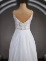 A-Line/Princess V-neck Court Train Chiffon Wedding Dresses with Leg Slit