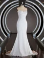 Sheath/Column Square Court Train Stretch Crepe Wedding Dresses with Ruffles