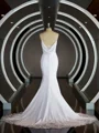 Sheath/Column V-neck Court Train Stretch Crepe Wedding Dresses with Ruffles