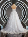 A-Line/Princess Straps Court Train Tulle Wedding Dresses with Appliques Lace