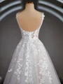 A-Line/Princess Straps Court Train Tulle Wedding Dresses with Appliques Lace