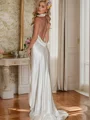 Sheath Halter Sweep Train Wedding Dress