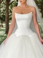 Ball Gown Straight Floor-Length Tulle Wedding Dress