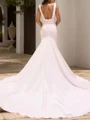 Sheath V-neck Chapel Train Stretch Crepe Wedding Dress