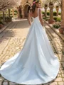 A-line Straps Court Train Satin Corset Wedding Dress
