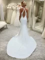 Sheath Halter Cathedral Train Stretch Crepe Wedding Dress