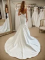 Mermaid Straight Pleated Chapel Train Satin Wedding Dress