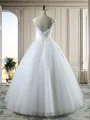 Ball Gown V-neck Sleeveless Sweetheart Floor-Length Applique Tulle Wedding Dresses