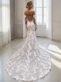 Sheath Off-the-Shoulder Long Sleeves Appliques Lace Cathedral Train Lace Wedding Dress