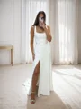 Sheath Square Sweep Train Stretch Crepe Wedding Dress