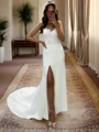 Sheath Sweetheart Appliques Lace Court Train Stretch Crepe Corset Wedding Dress