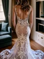 Sheath V-neck Appliques Lace Cathedral Train Lace Wedding Dress