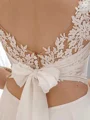 A-line V-neck Appliques Lace Chapel Train Chiffon Wedding Dress