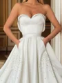 A-line Sweetheart Beading Court Train Satin Wedding Dress