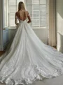 A-line Off-the-Shoulder Appliques Lace Cathedral Train Tulle Wedding Dress