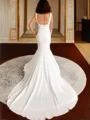 Sheath Square Chapel Train Stretch Crepe Wedding Dress
