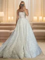 A-line Sweetheart Appliques Lace Cathedral Train Lace Corset Wedding Dress