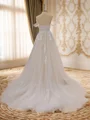 A-line Tulle Off-the-Shoulder Appliques Lace Chapel Train Wedding Dress