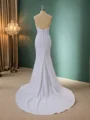 Sheath Stretch Crepe Straight Pleated Court Train Wedding Dress