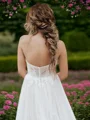 A-line Sweetheart Long Sleeves Appliques Lace Floor-Length Tulle Corset Wedding Dress