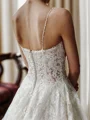 A-line V-neck Appliques Lace Court Train Tulle Wedding Dress